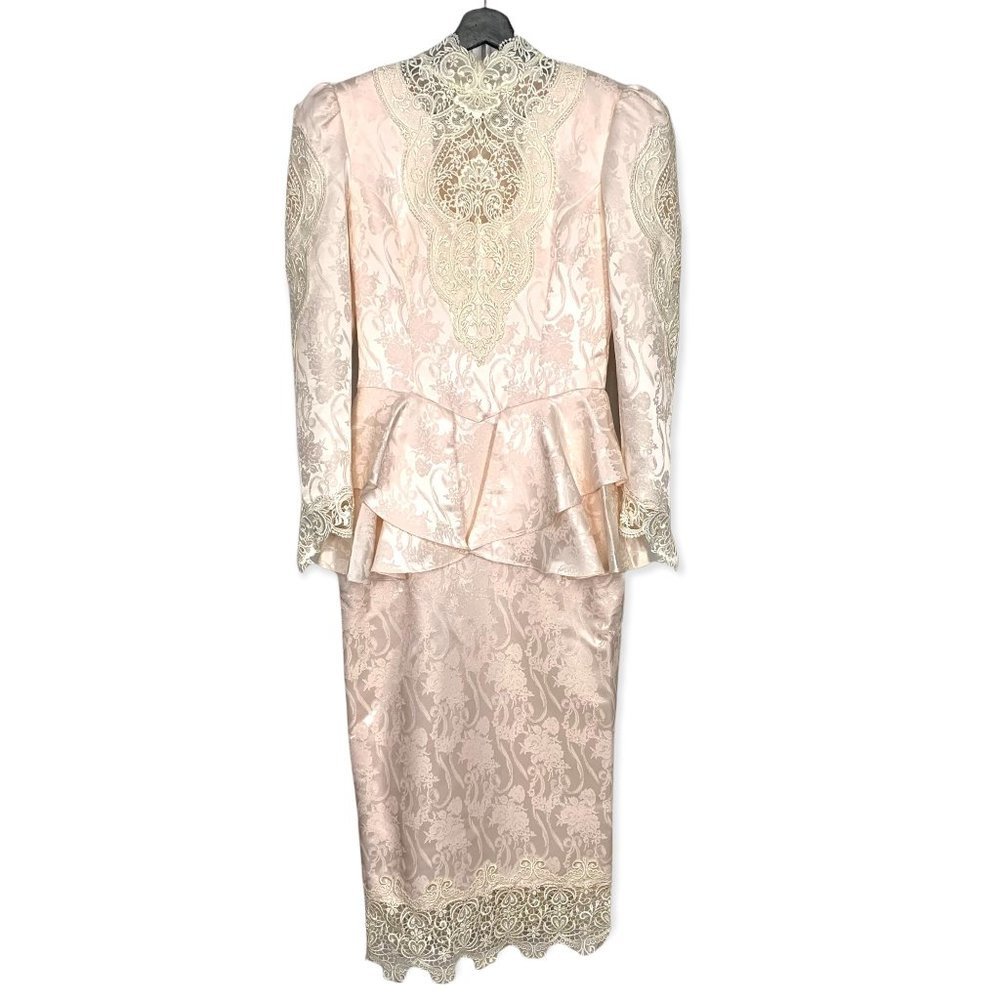Vintage 90s Jessica McClintock Victorian Brocade Dress Medium - Picture 1 of 14